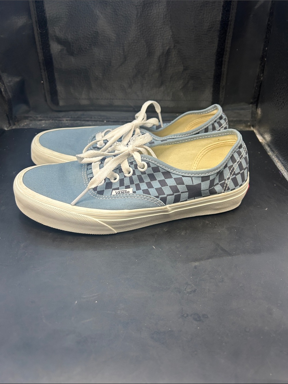 Vans Men’s Light Blue Checkerboard Low-Top Sneakers